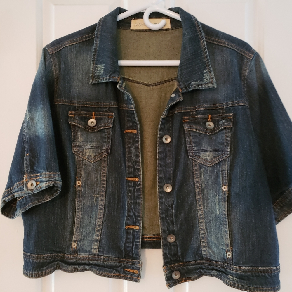 Women's fashion bug bolero short spring summer jean jacket plus size 18W